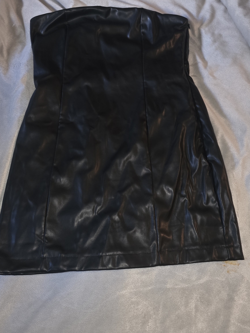Black Faux Leather Women's Mini Dress